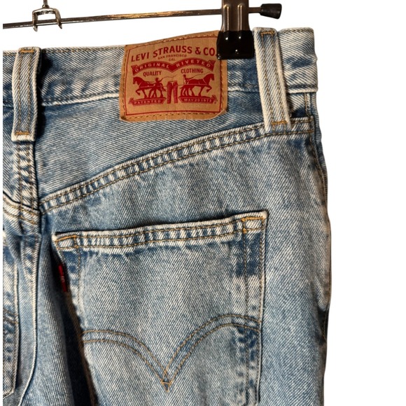 Levis 94 Baggy Wide Leg Jeans Womens Size 26 Ripped Distressed Light Wash Denim - Picture 7 of 10